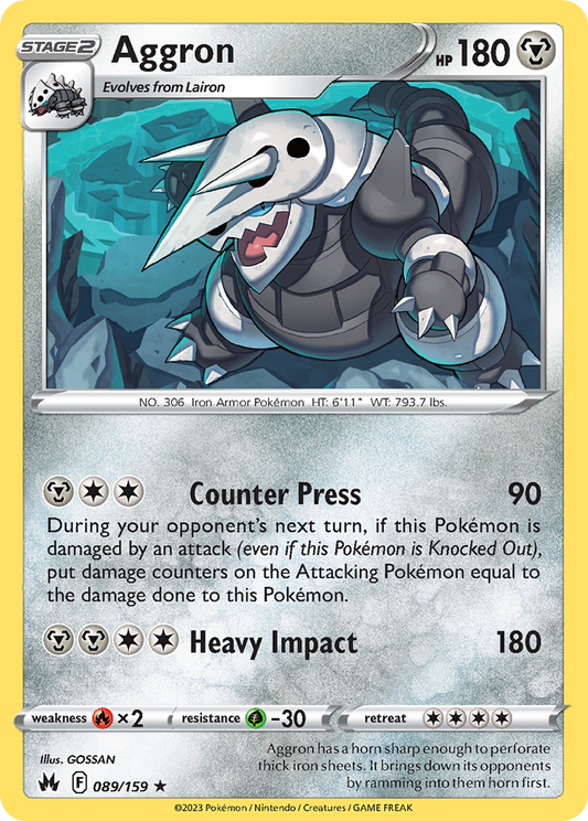 Aggron 89/159 Rare Holo | Crown Zenith | Pokemon Card