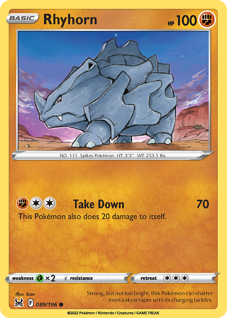 Rhyhorn 89/196 Common | Lost Origin | Pokemon Card