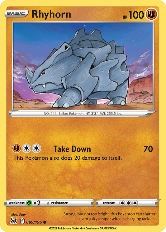 Rhyhorn 89/196 Common | Lost Origin | Pokemon Card