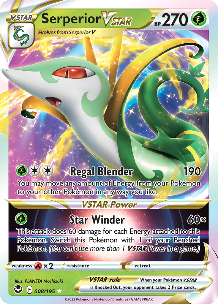 Serperior VSTAR 8/195 Rare Holo VSTAR | Silver Tempest | Pokemon Card