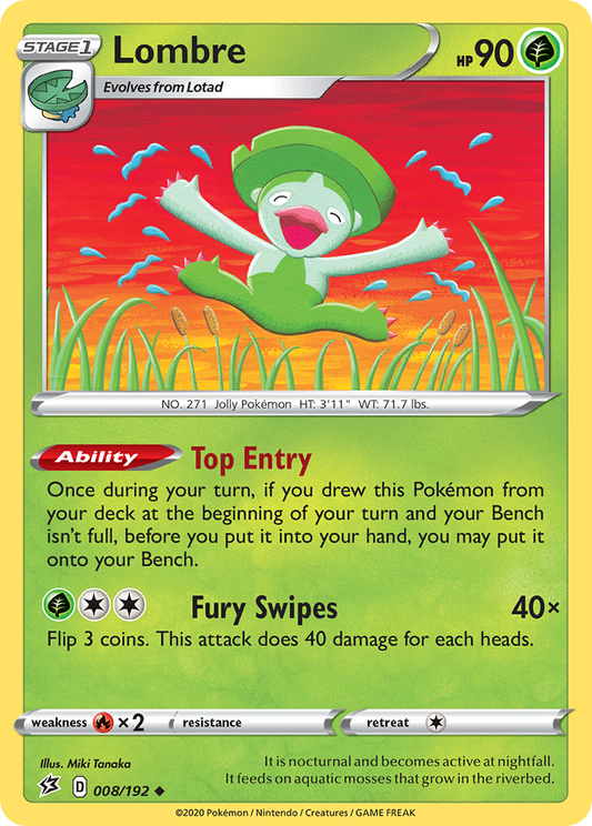 Lombre 8/192 Uncommon | Rebel Clash | Pokemon Card