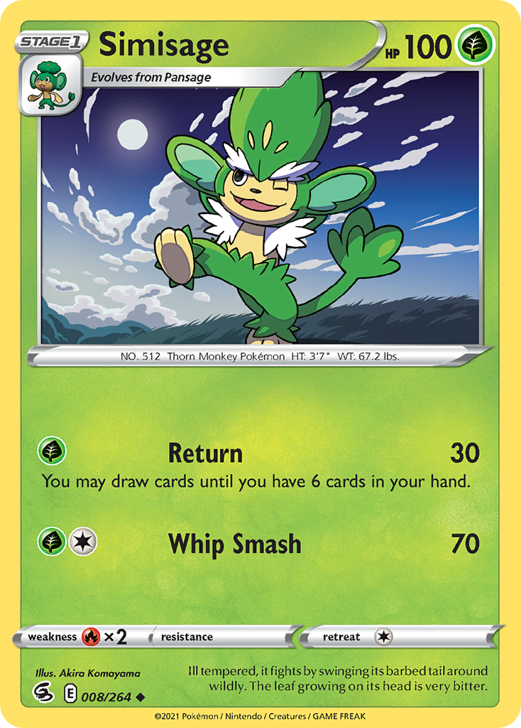 Simisage 8/264 Uncommon | Fusion Strike | Pokemon Card