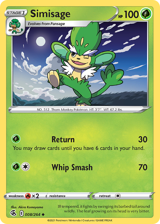 Simisage 8/264 Uncommon | Fusion Strike | Pokemon Card