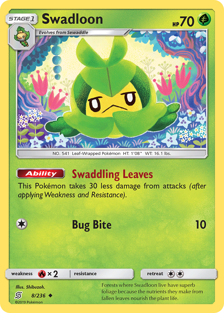 Swadloon 8/236 Uncommon | Unified Minds | Pokemon Card