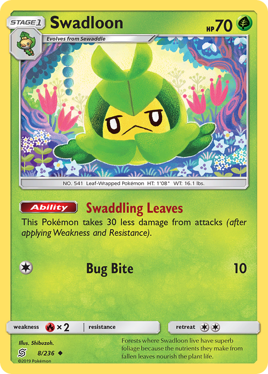 Swadloon 8/236 Uncommon | Unified Minds | Pokemon Card