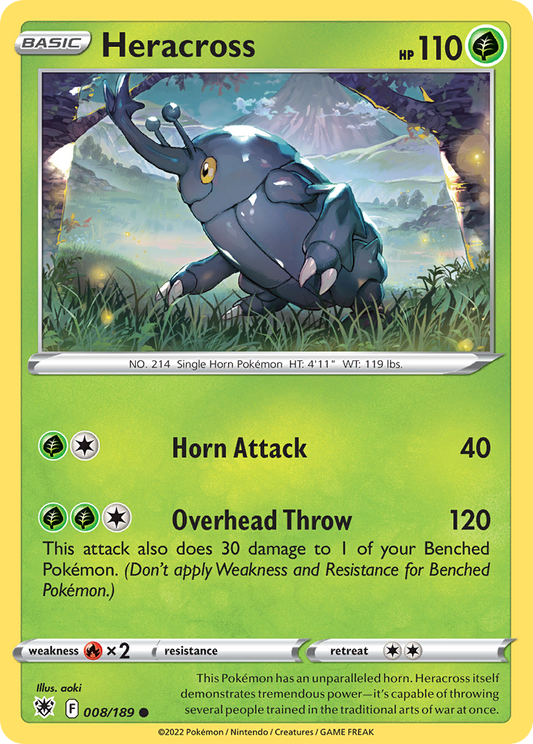 Heracross 8/189 Common | Astral Radiance | Pokemon Card