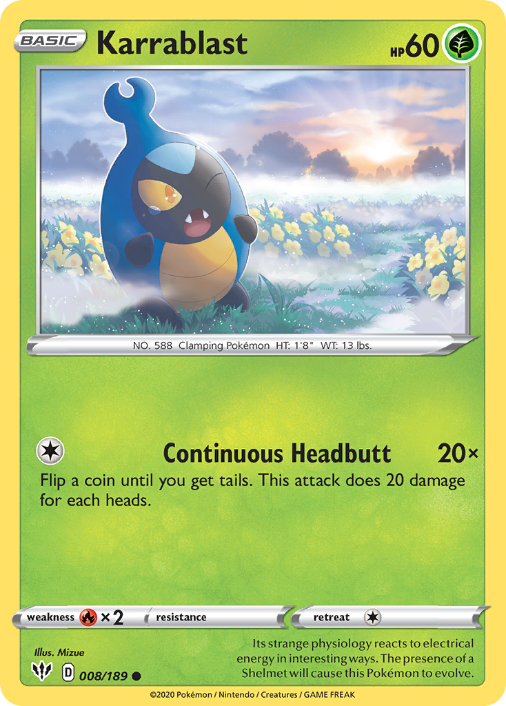 Karrablast 8/189 Common | Darkness Ablaze | Pokemon Card