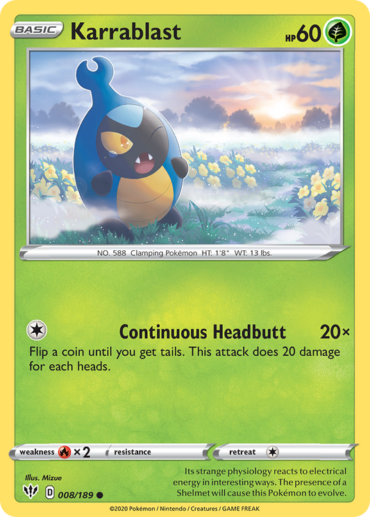 Karrablast 8/189 Common | Darkness Ablaze | Pokemon Card