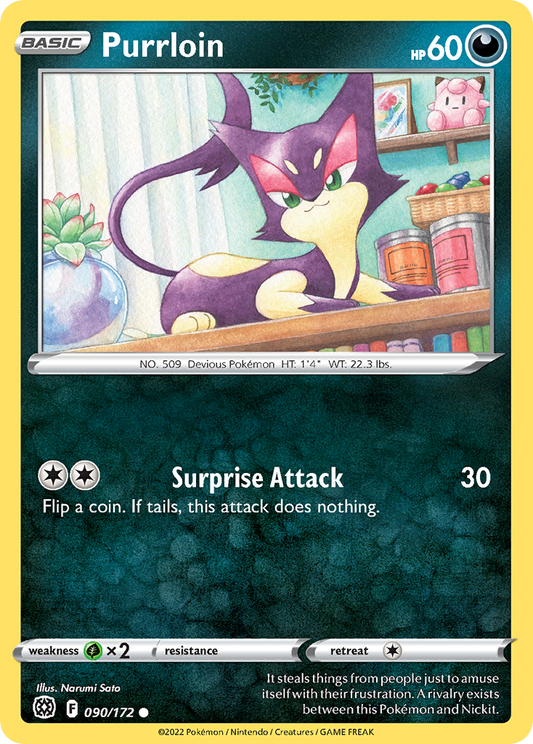 Purrloin 90/172 Common | Brilliant Stars | Pokemon Card