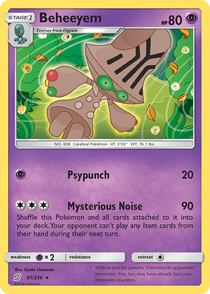 Beheeyem 91/236 Rare | Unified Minds | Pokemon Card