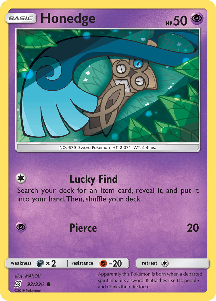 Honedge 92/236 Common | Unified Minds | Pokemon Card