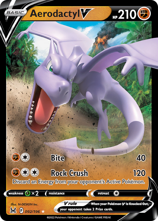 Aerodactyl V 92/196 Rare Holo V | Lost Origin | Pokemon Card