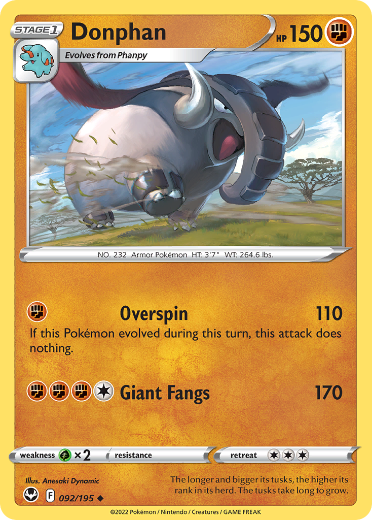 Donphan 92/195 Uncommon | Silver Tempest | Pokemon Card