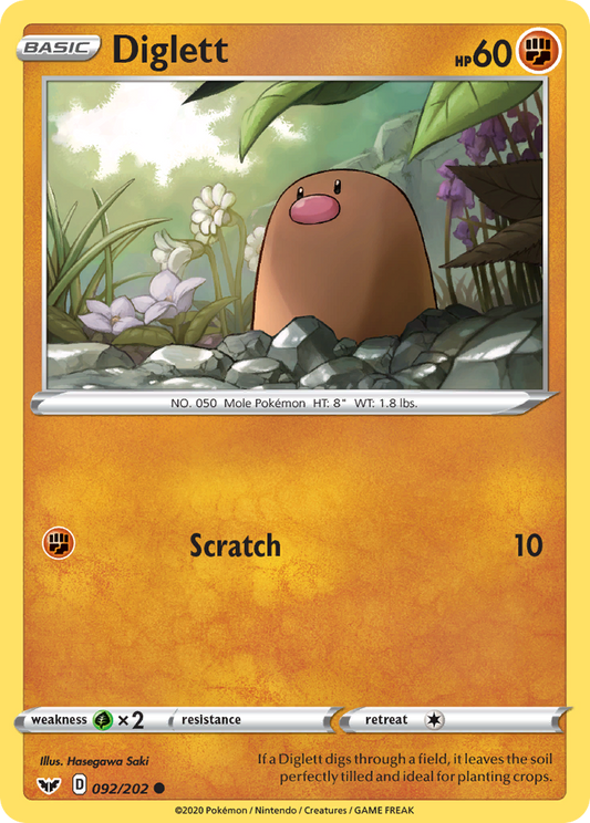 Diglett 92/202 Common | Sword & Shield | Pokemon Card