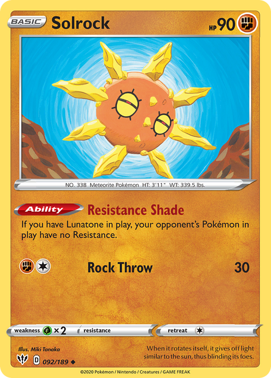 Solrock 92/189 Uncommon | Darkness Ablaze | Pokemon Card