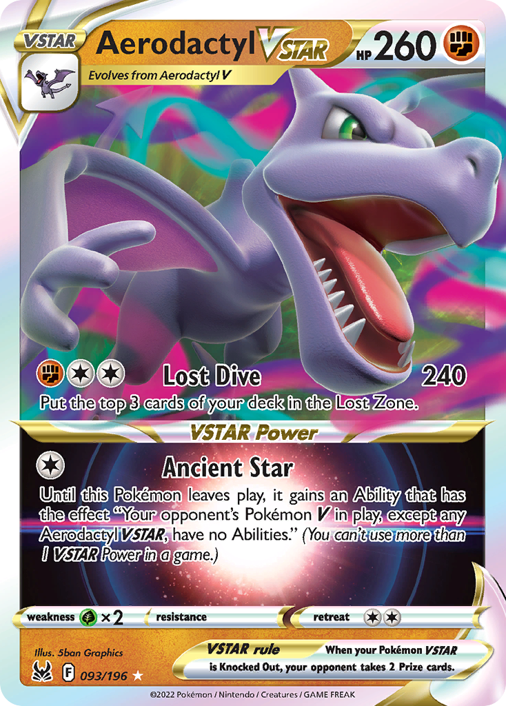 Aerodactyl VSTAR 93/196 Rare Holo VSTAR | Lost Origin | Pokemon Card