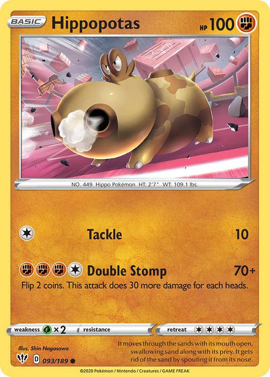 Hippopotas 93/189 Common | Darkness Ablaze | Pokemon Card