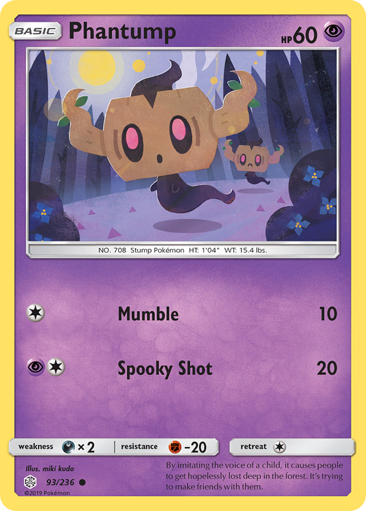 Phantump 93/236 Common | Cosmic Eclipse | Pokemon Card