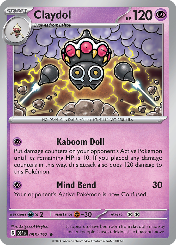 Claydol 95/197 Rare Holo | Obsidian Flames | Pokemon Card