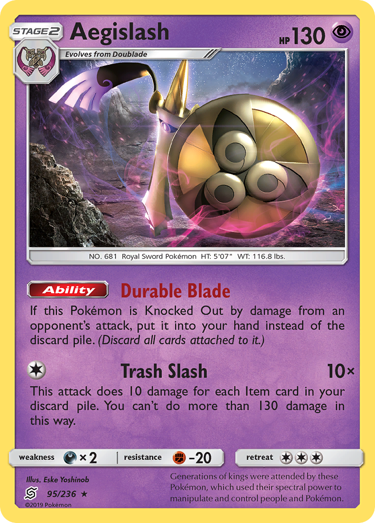 Aegislash 95/236 Rare Holo | Unified Minds | Pokemon Card