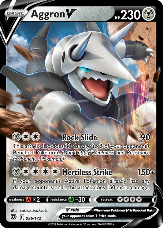 Aggron V 96/172 Rare Holo V | Brilliant Stars | Pokemon Card