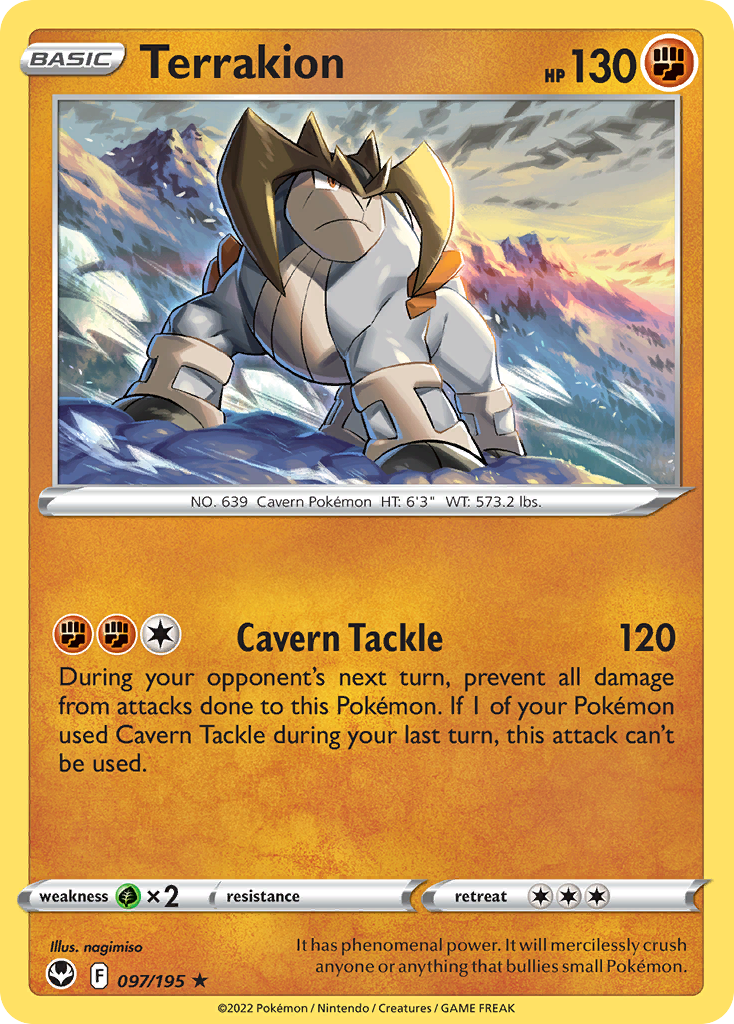 Terrakion 97/195 Rare Holo | Silver Tempest | Pokemon Card