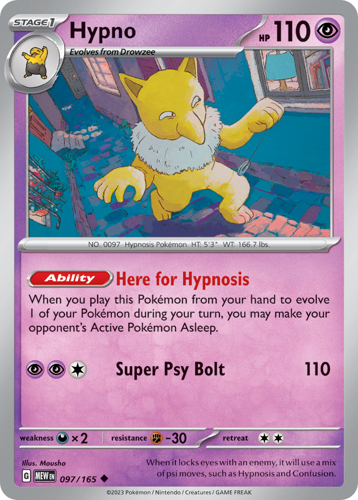 Hypno 97/165 Uncommon | 151 | Pokemon Card