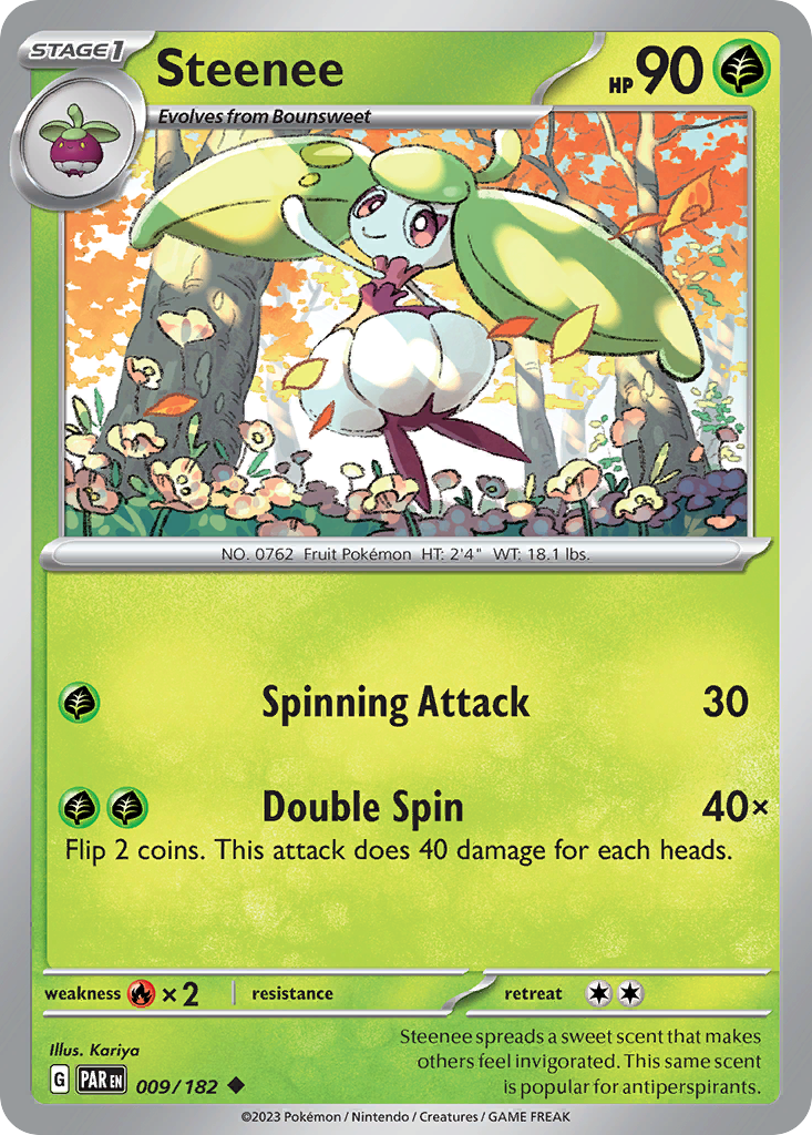 Steenee 9/182 Uncommon | Paradox Rift | Pokemon Card