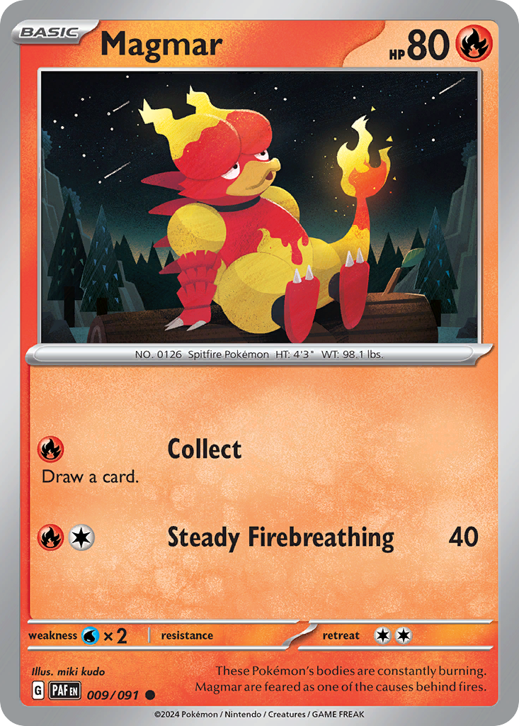 Magmar 9/91 Common | Paldean Fates | Pokemon Card