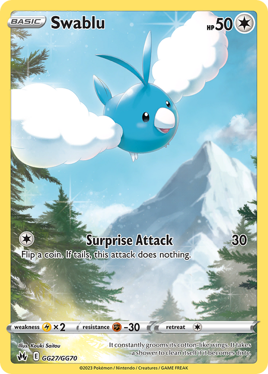 Swablu GG27/70 Trainer Gallery Rare Holo | Crown Zenith Galarian Gallery | Pokemon Card