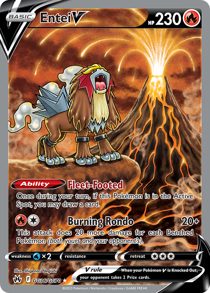 Entei V GG36/70 Rare Holo V | Crown Zenith Galarian Gallery | Pokemon Card