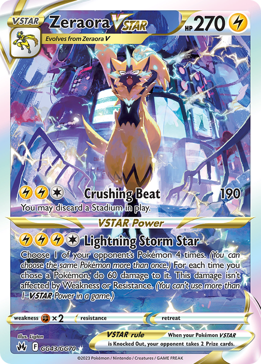 Zeraora VSTAR GG43/70 Rare Holo VSTAR | Crown Zenith Galarian Gallery | Pokemon Card