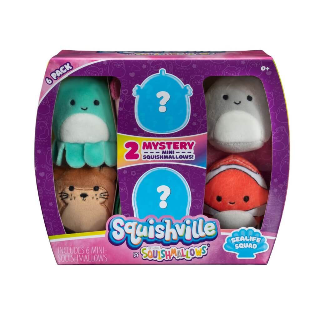 Sea Life ~ Mini 6 Pack Squishville Sealife Plush ~ Limit 2 Per Customer