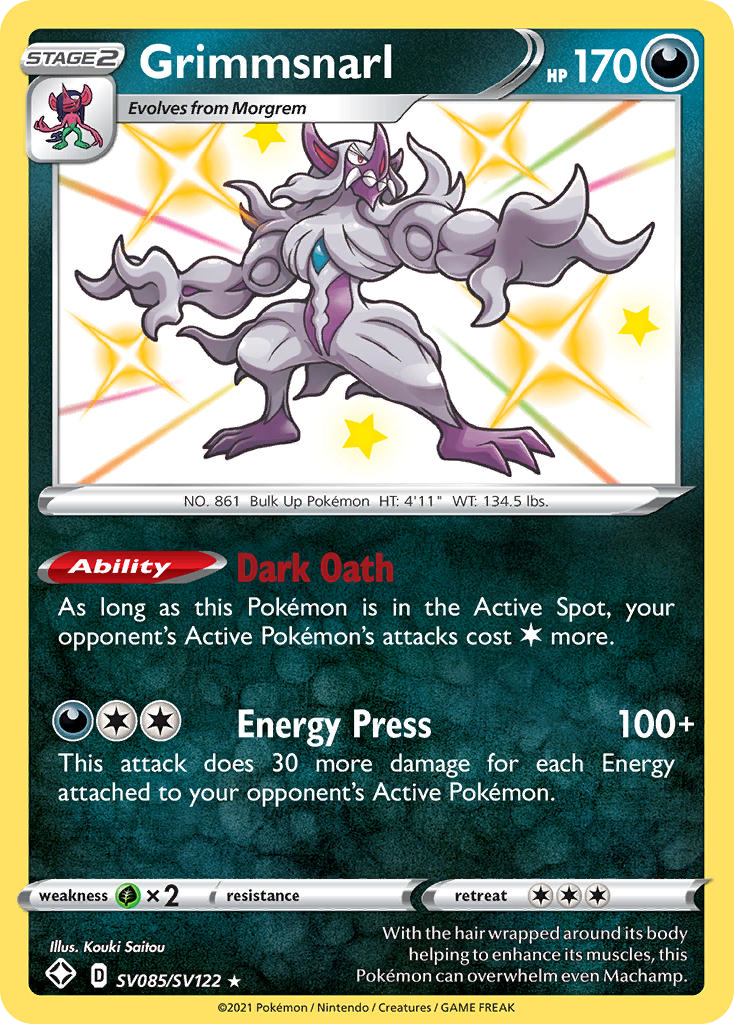 Grimmsnarl SV085/122 Rare Shiny | Shining Fates Shiny Vault | Pokemon Card